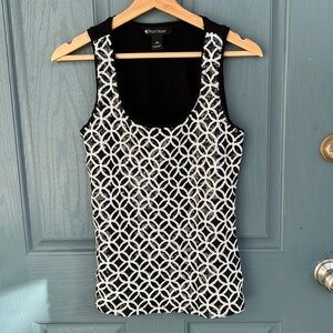 White House Black Market Sequin Tank Top Geometric Print